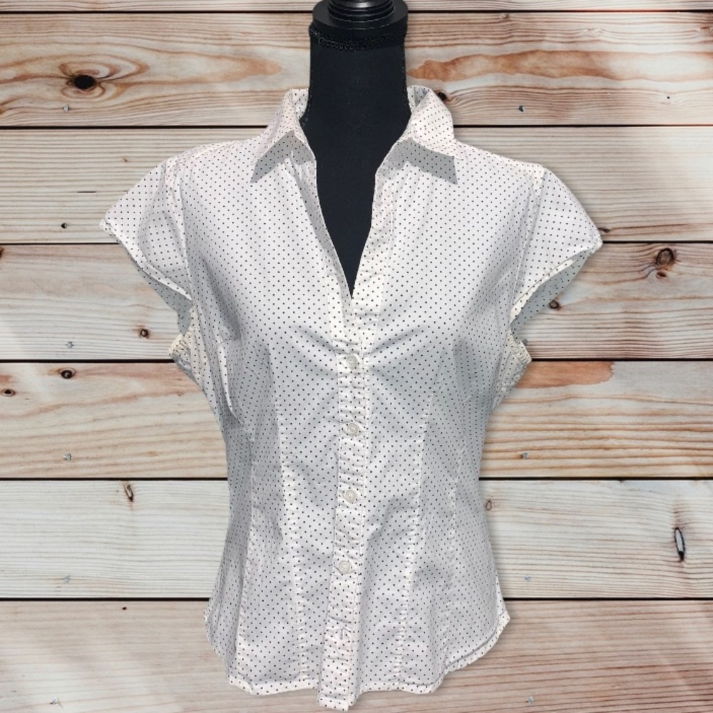 H&M Women’s Black & White Polka Dot Button Down Shirt Size:16